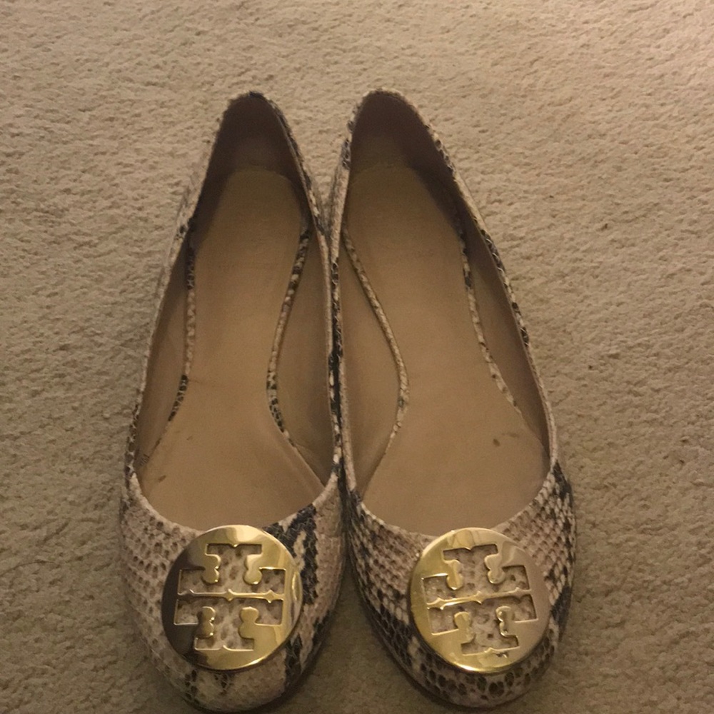 Snake skin tory burch flats